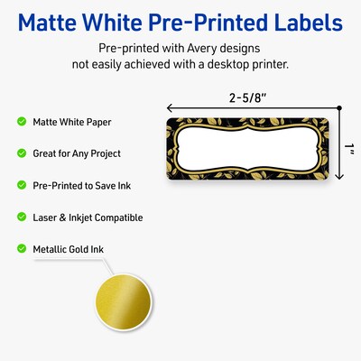Avery Rectangle Laser/Inkjet Multipurpose Labels, 1 x 2-5/8, White, 160/Pack (19479370923)