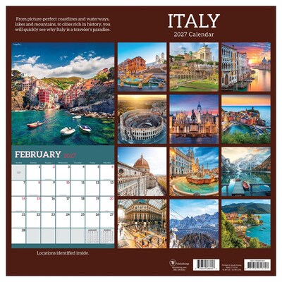 2027 TF Publishing Italy 12" x 12" Monthly Wall Calendar (27-1014)