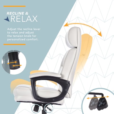 Click365 Classic Ergonomic Bonded Leather Executive Big & Tall Chair, 350 lb. Capacity, Light Gray (CCHR10023C)