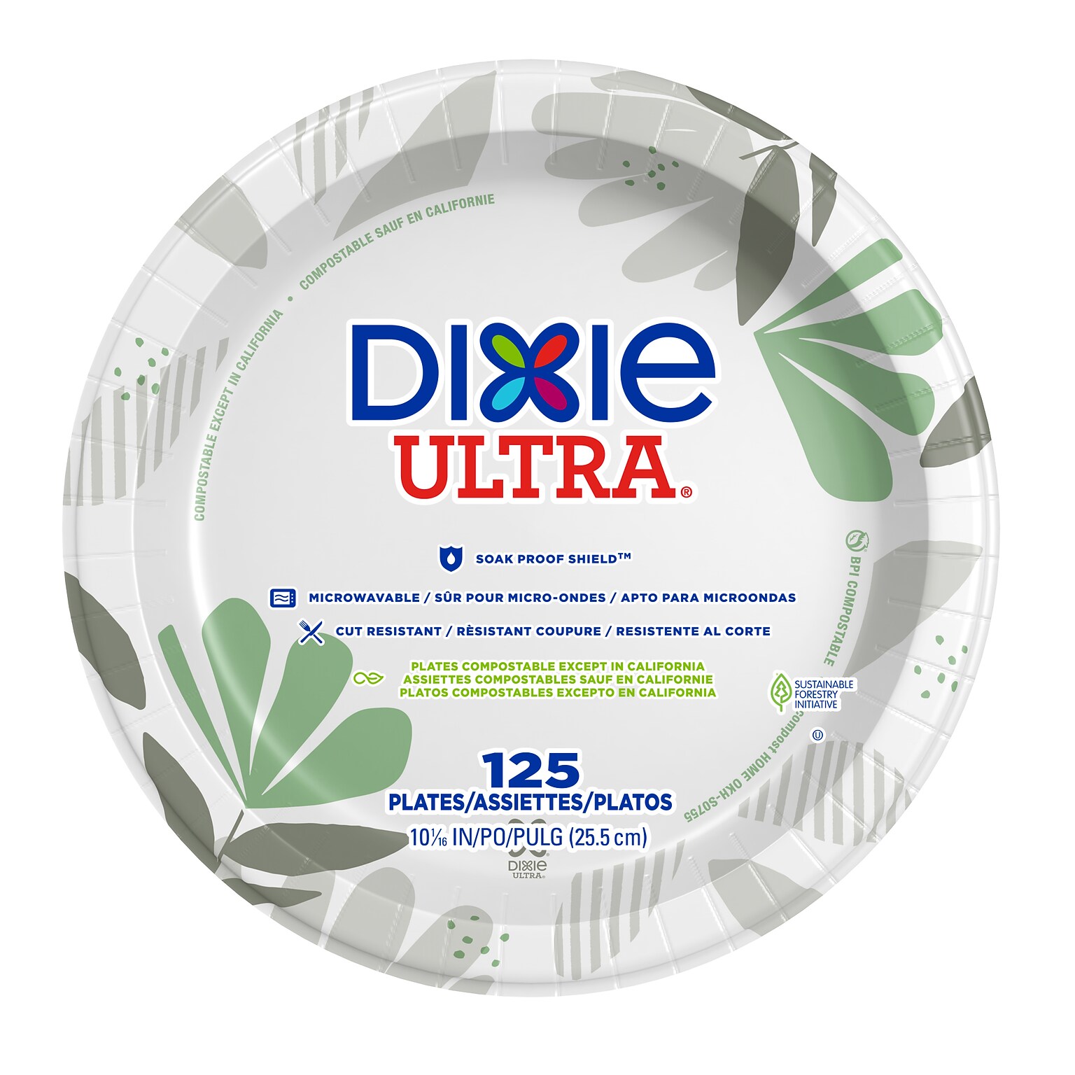 Dixie Ultra Pathways 10 Paper Plates, Multicolor, 125/Pack (SXP10PATH)