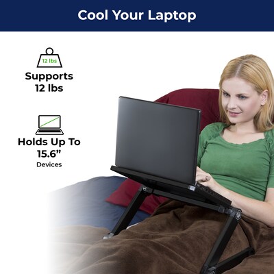 Uncaged Ergonomics WorkEZ Adjustable Aluminum Laptop Lap Desk Cooling Stand, Light Black (WELB)