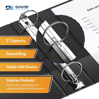 Davis Group QuickFit 2 3-Ring Standard Binders, Black, 6/Pack (88031-06)