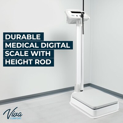 Viva Comfort Digital BMI Physician Weight & Height Scale, 660 lbs. Capacity, White (ADI904-01-MK)