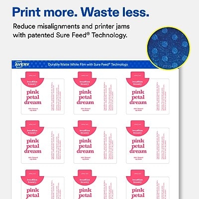 Avery Laser/Inkjet Lip Balm Labels, 2-3/16" x 2-1/8", White, 600 Labels/Box (19479370674)