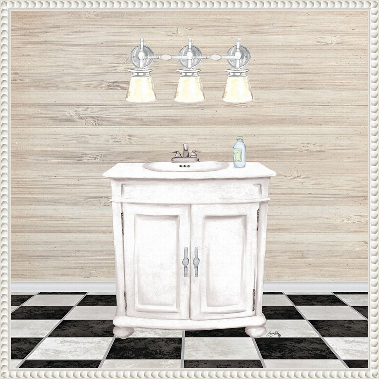 Amanti Art Bathroom II by Elizabeth Medley Framed Canvas Wall Art Print, 22 x 22 (A42678300099)