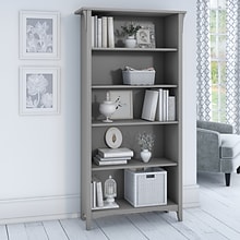 Bush Furniture Salinas 63H 5-Shelf Bookcase with Adjustable Shelves, Cape Cod Gray Laminated Wood (