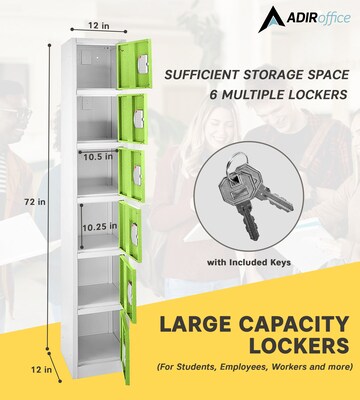 AdirOffice 72"H 6-Tier Green Storage Locker (ADI629-206-GRN-DL)
