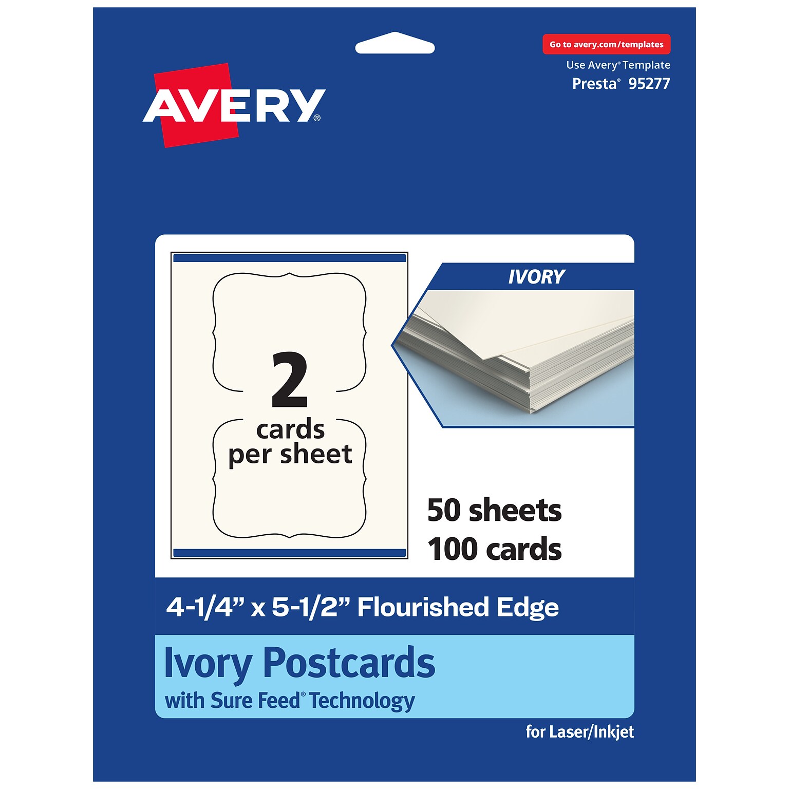 Avery Integrated Cards, 4.25 x 5.5, Matte Ivory, 100/Box (95277)