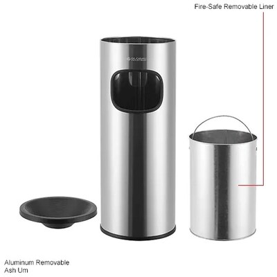 Global Industrial Stainless Steel Ashtray Trash Can, 3 Gallon, Matte (615153)