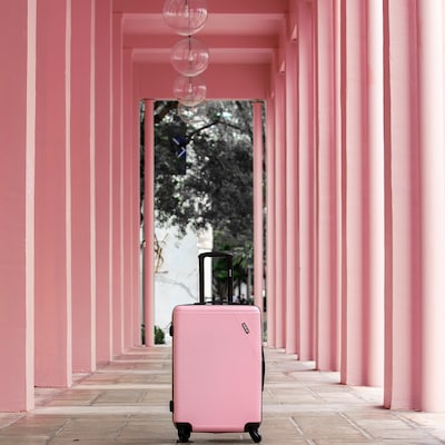 DUKAP Discovery 3-Piece Hardside Spinner Luggage Set, TSA Checkpoint Friendly, Pink (DKDISSML-PNK)