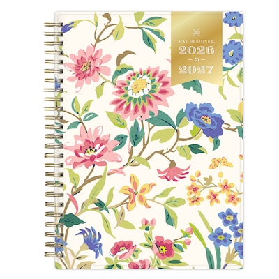 2026-2027 Blue Sky Day Designer Floral Cream 6 x 8 Academic Year Weekly & Monthly Planner, Plastic Cover (158170)