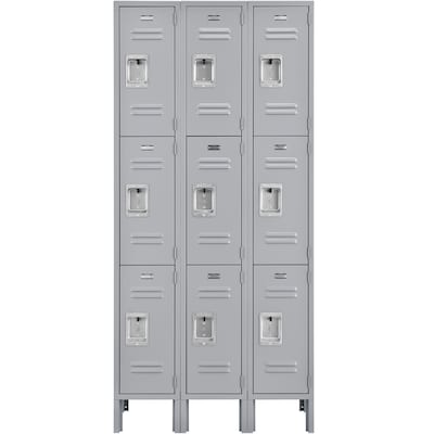 Global Industrial Infinity 78"H 3-Tier 3-Column Storage Locker, Gray (493424GY)