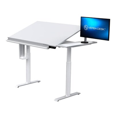 VersaDesk PowerLift 48W Electric Adjustable Drafting Table, White (PEDT48-WW-APP)