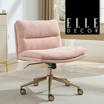 Elle Decor Ariana Armless Ergonomic Fabric Swivel Computer and Desk Chair, Pink (60121-PNK)