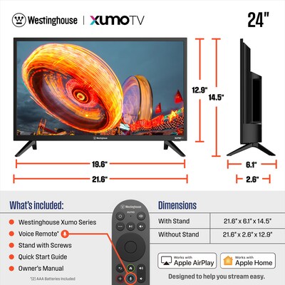 Westinghouse HX Series 24" HD 720p LED Smart Xumo TV, Black (WX24HX2800)