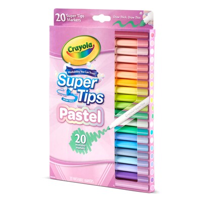 Crayola Supertips Pastel Washable Water Based Kids Marker, Assorted Colors, 20/Pack, 6 Packs/Bundle (BIN587516-6)