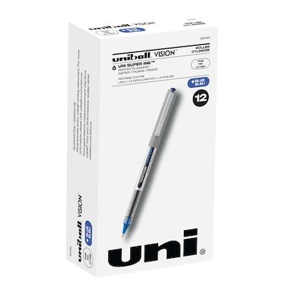 Uni Vision Rollerball Pen,Fine Point, Blue Ink, Dozen (60134)