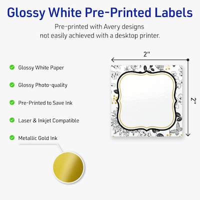 Avery Square Laser/Inkjet Multipurpose Labels, 2 x 2, White, 120/Pack (19479371032)