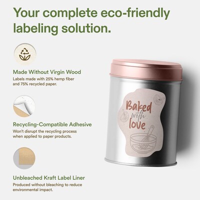 Avery Hemp Rectangle Laser/Inkjet Multipurpose Labels, 8-1/2" x 11", Off-White (20/Pack)