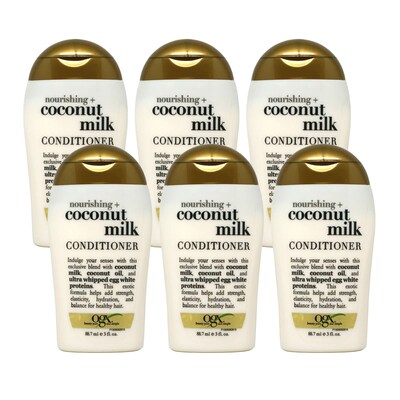 OGX Nourishing Coconut Milk Conditioner, 3 oz Bottle, 6 Bottles/Bag, 20 Bags/Carton