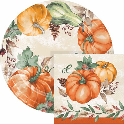 Say Hooray! Harvest Delight Paper Plates and Napkins Kit, Multicolored, 48/Pack (DTC9388E2G)