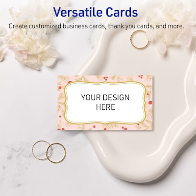 Avery Gold-Pink Berries Matte Blank Card, White, 80/Pack (S00-FGC)