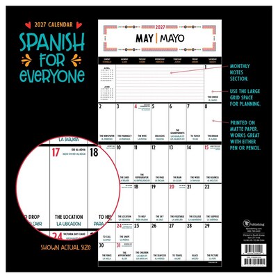 2027 TF Publishing Spanish Words for Everyone 12" x 12" Monthly Wall Calendar, Multicolored (27-1148)
