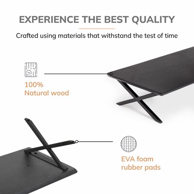 Anji Mountain Acacia Wood & Metal Monitor Stand, Up to 32" Monitor, Black (MS-BLK-04BLK)