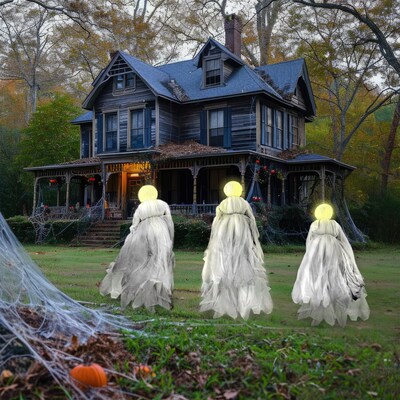 Haunted Hill Farm Light-up Ghost Trio (HHGHST-1STL)