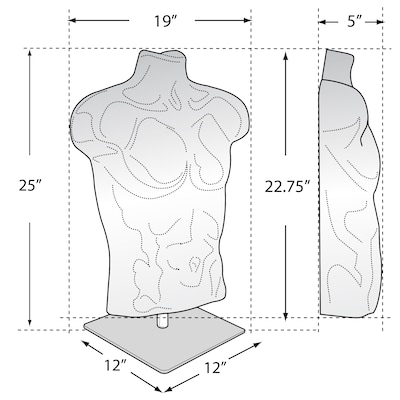Azar Male & Female White Plastic Bust, Torso Mannequin, 12" Square Metal Base, 2/Pack (900927-WHT)