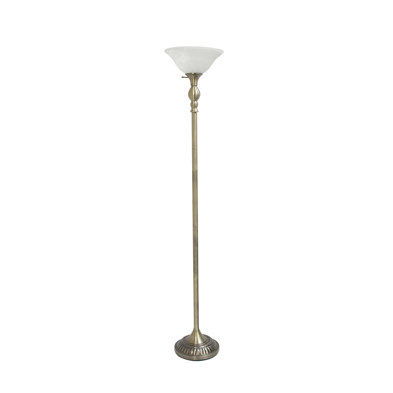 Lalia Home Classic Light Torchiere Floor Lamp with Marbleized Glass Shade, Antique Brass (LHF-3001-AB)