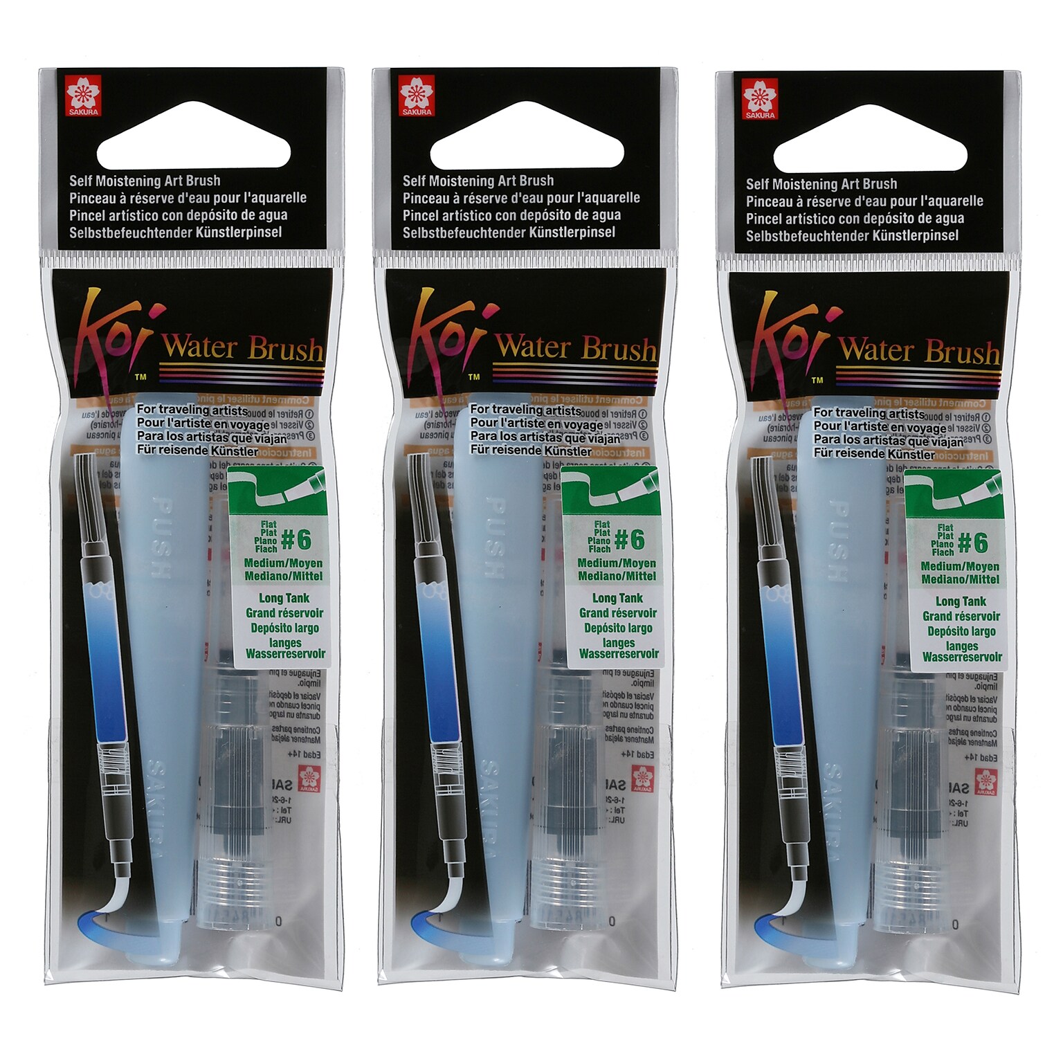 Sakura Koi, Brush/Fine Tip, Clear Ink, 3/Bundle (SAK32180-3)