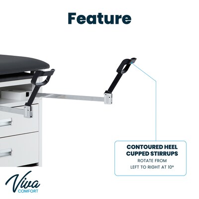Viva Comfort Exam Table, 500 lbs. Capacity, Black (ADI996-09-S2-BLK-MK)
