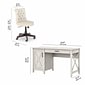 Bush Furniture Key West 54" Computer Desk with Storage and Mid-Back Tufted Office Chair, Linen White Oak (KWS020LW)