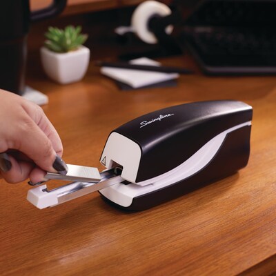 Swingline Breeze Electric Desktop Stapler, 20-Sheet Capacity, Black/White (42131/43132)