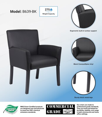 Boss Office Products Vinyl Guest Chair, Black (B639-BK)