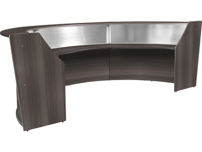 Regency Marque 144"W Curved Reception Desk Workstation, Driftwood Gray (77313GY)