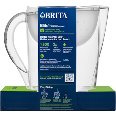 Brita Large 10 Cup Pacifica White Water Filter Pitcher with Filter (36515)