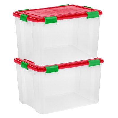 Iris 74 Quart Storage Container with Lid, Plastic, Clear, 2/Pack (588783)