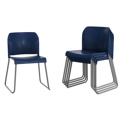 Flash Furniture Hercules Kenai Office Reception Stack Chairs, Navy Plastic/Gray Frame, 5/Pk (5RUT239ANNV)
