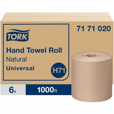 Tork Hand Towel Roll H71, 7.5 x 1000, Nature, 6 Rolls/Carton (TRK7171020)