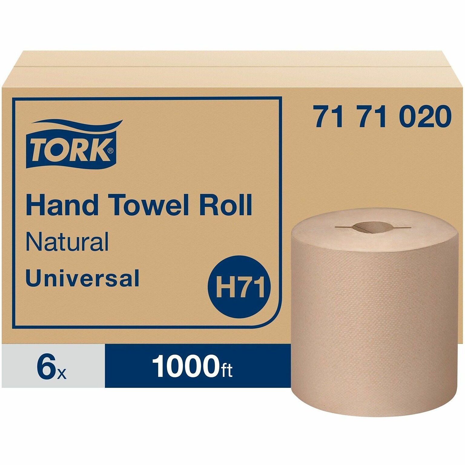 Tork Hand Towel Roll H71, 7.5 x 1000, Nature, 6 Rolls/Carton (TRK7171020)