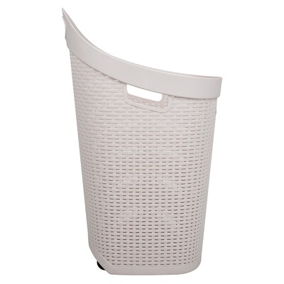 Mind Reader Rolling Plastic Laundry Basket, Ivory (60HWHEEL-IVO)