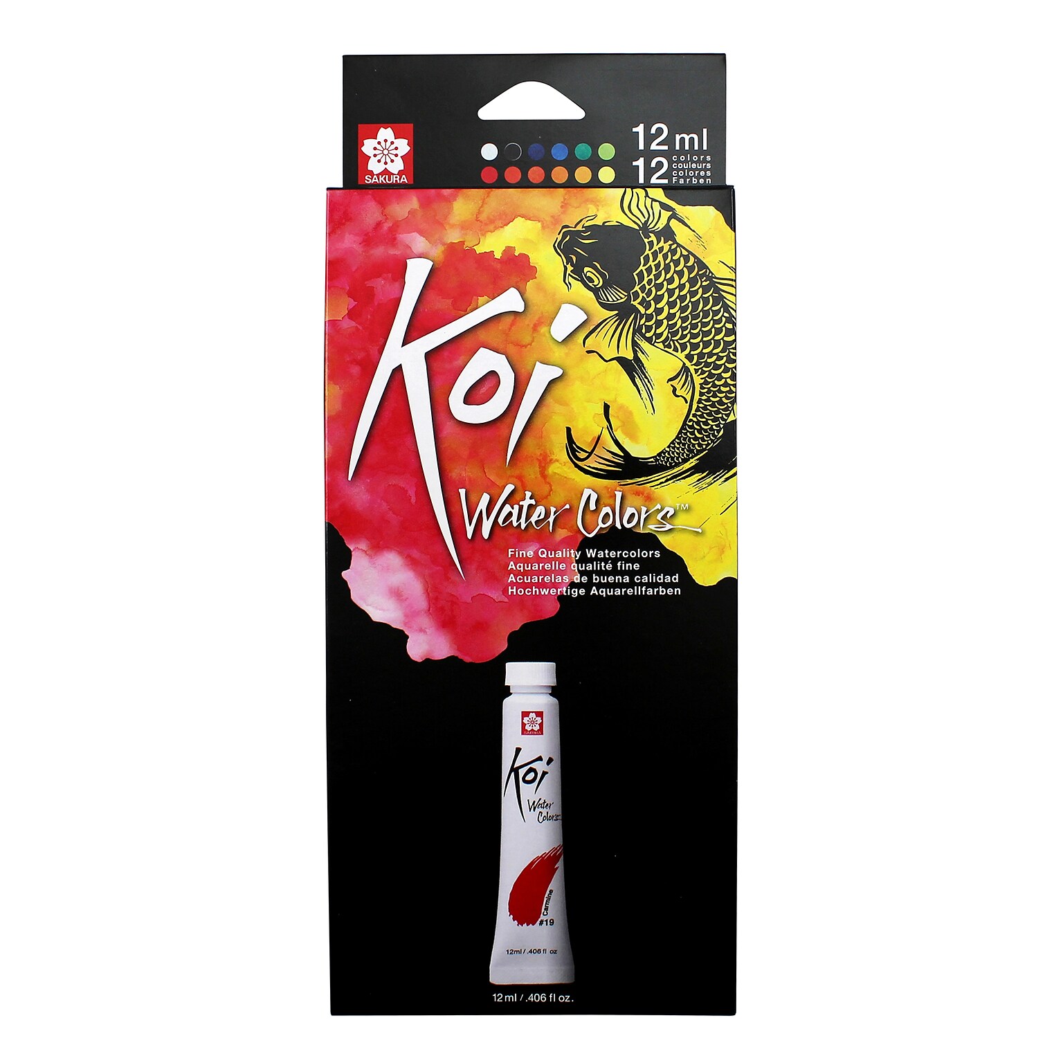 Sakura Koi Watercolor Paint, Assorted Colors, 12mL, 12/Pack (SAKXMW12L12SET)