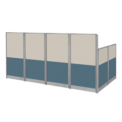Regency Instant Office 63"H x 129"W 2 Person L-Shaped Cubicle Panel Workstation with Storage, Hansen Cherry (IO008HC)