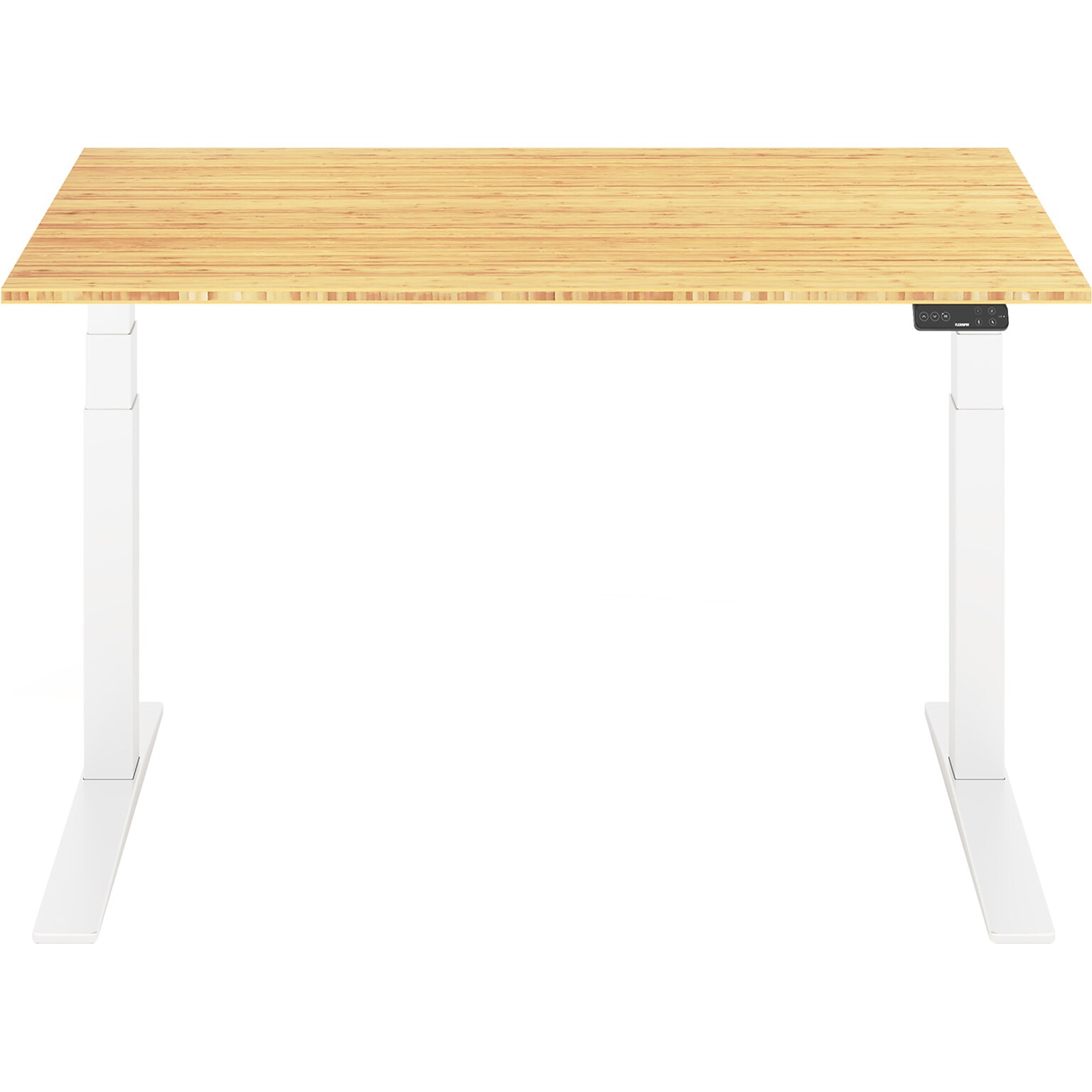 FlexiSpot E7 Pro 55W Electric Adjustable Standing Desk, Bamboo/White (E7WPRO5528-LBZB)