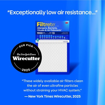 Filtrete High Performance Air Filter, 1900 MPR, 20" x 20" x 1" (UA02-4)