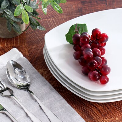 Elama Professional 10.75" Porcelain Dinner Plates, White, 12/Set (935121728M)