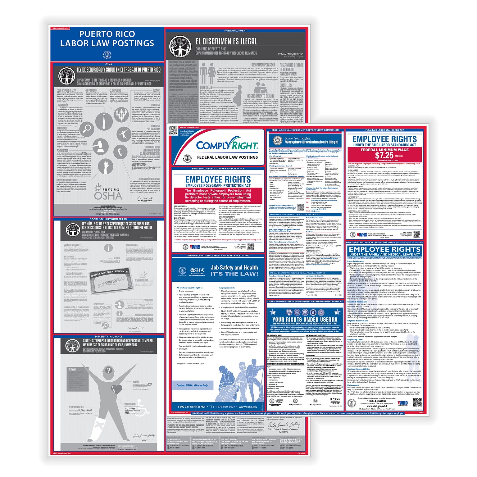 ComplyRight Federal and State (English) Labor Law 1-Year Poster Service, Puerto Rico Spanish (U1200CPRS)