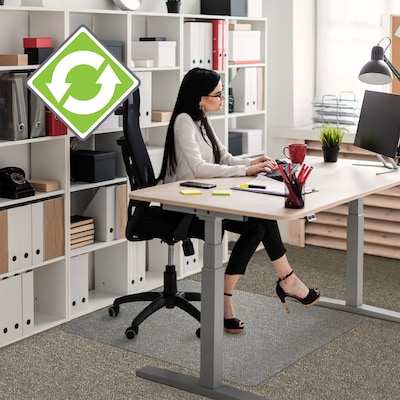 Floortex Cleartex Carpet Chair Mat, 48" x 79", Designed for Medium-Pile Carpet, Clear Enhanced Polymer (ECO114879EP)